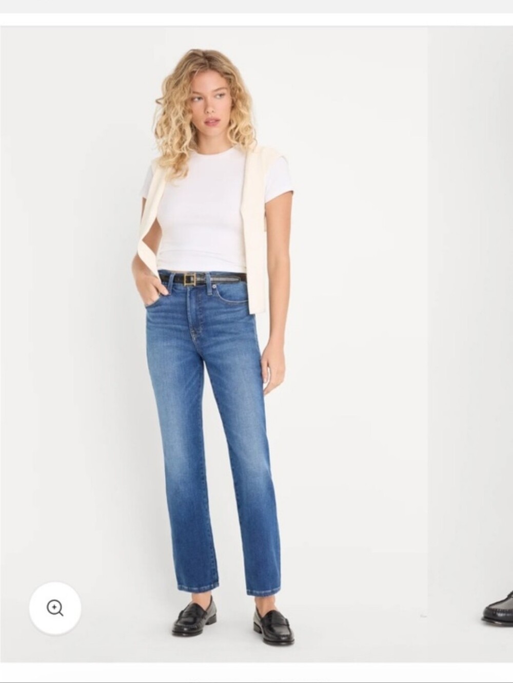 Good American Mid-Blue Straight Leg Jeans